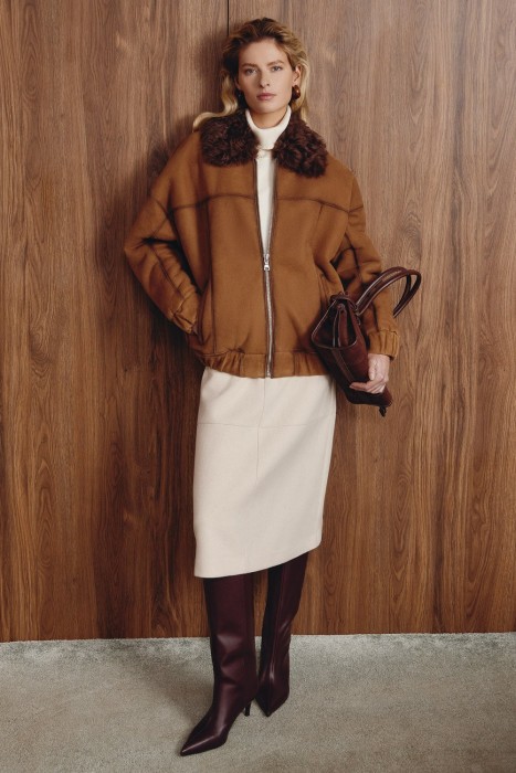 дубленка-бомбер из овчины 794691003 фотография