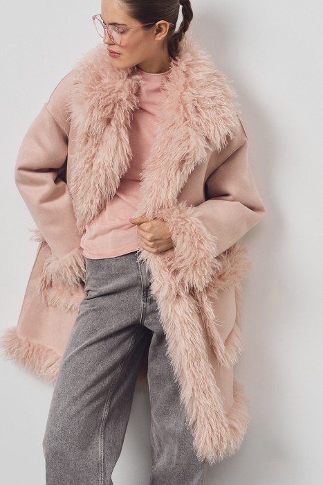 дубленка из искусственного меха с поясом 792867003 фотография