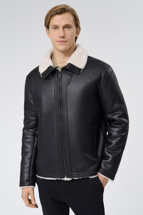 дубленка из искусственного меха от бренда снежная королева вид слева