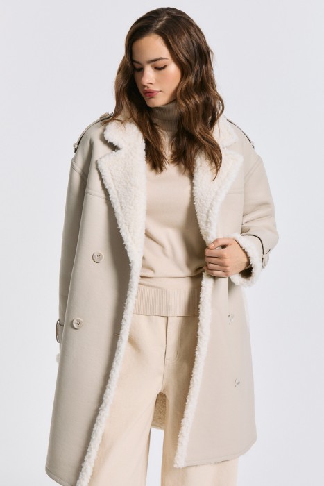 дубленка из искусственной кожи и натуральной шерсти 790803003 фотография