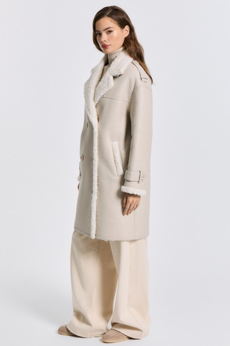 дубленка из искусственной кожи и натуральной шерсти из россии вид сбоку