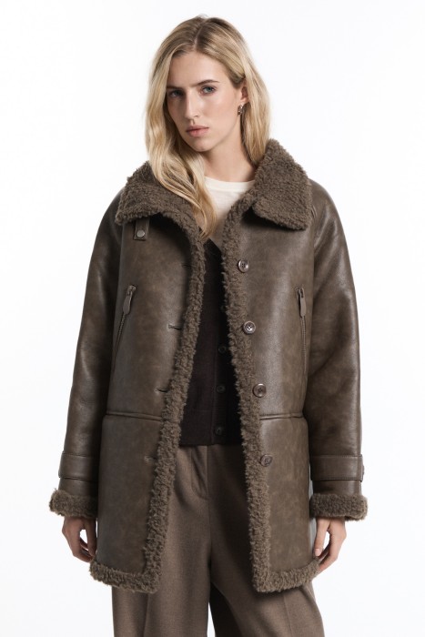дубленка из искусственной кожи с отделкой шерстью 790802003 фотография