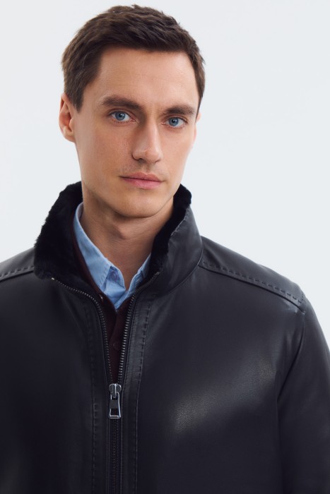 дубленка из натуральной кожи из россии вид сбоку