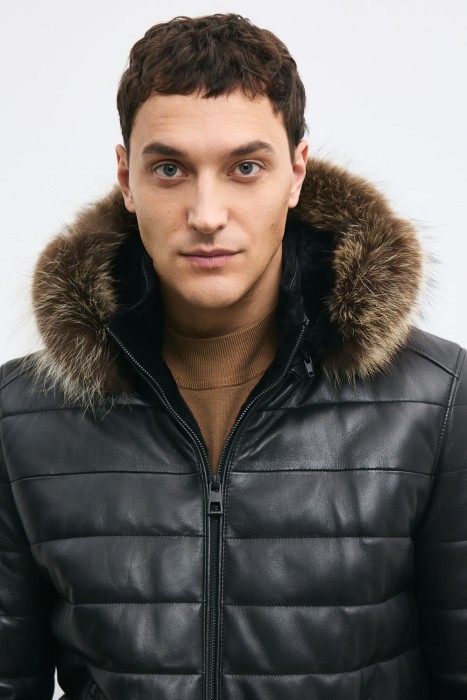 дубленка из овчины и натуральной кожи из россии вид сбоку