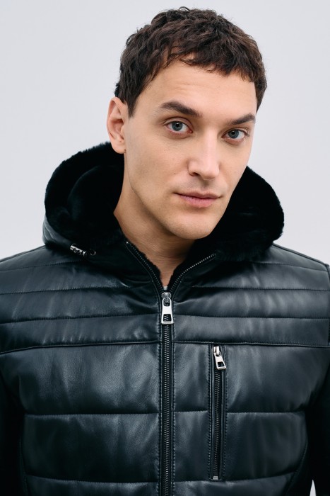 дубленка из овчины и натуральной кожи из россии вид сбоку