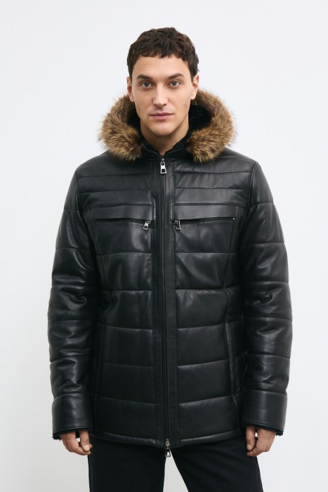 дубленка из овчины и натуральной кожи от бренда снежная королева вид слева