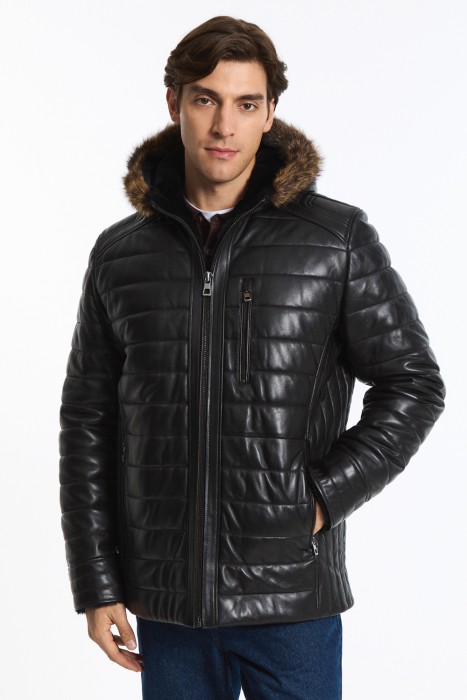 дубленка из овчины и натуральной кожи от бренда снежная королева вид слева