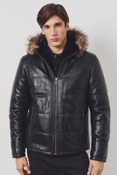 дубленка из овчины и натуральной кожи от бренда снежная королева вид слева