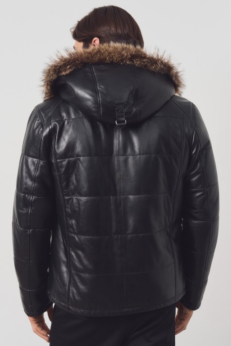 дубленка из овчины и натуральной кожи из россии вид сбоку