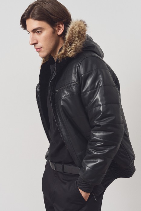 дубленка из овчины и натуральной кожи от бренда снежная королева вид слева