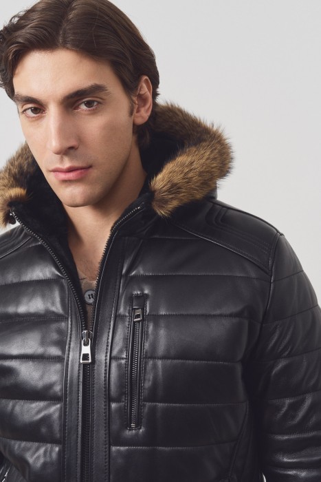 дубленка из овчины и натуральной кожи из россии вид сбоку