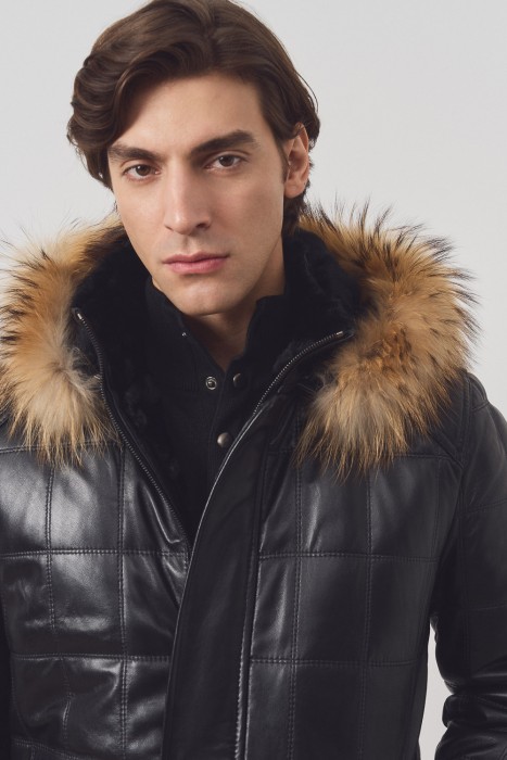 дубленка из овчины и натуральной кожи из россии вид сбоку