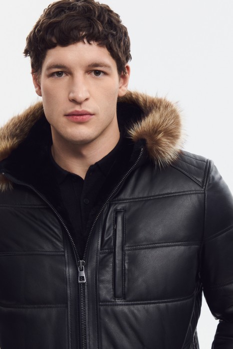 дубленка из овчины и натуральной кожи из россии вид сбоку