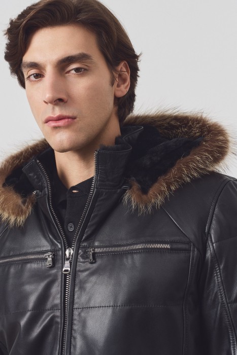 дубленка из овчины и натуральной кожи из россии вид сбоку