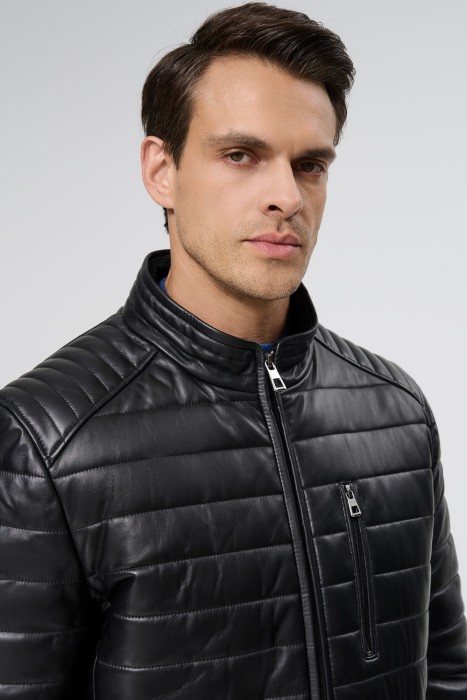 дубленка из овчины и натуральной кожи из россии вид сбоку