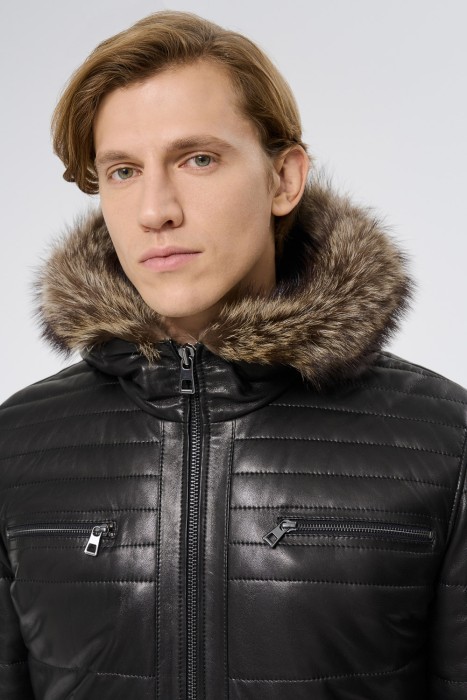 дубленка из овчины и натуральной кожи из россии вид сбоку