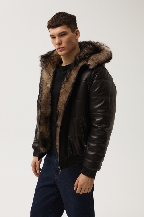 дубленка из овчины и натуральной кожи по цене 29120 руб вид справа