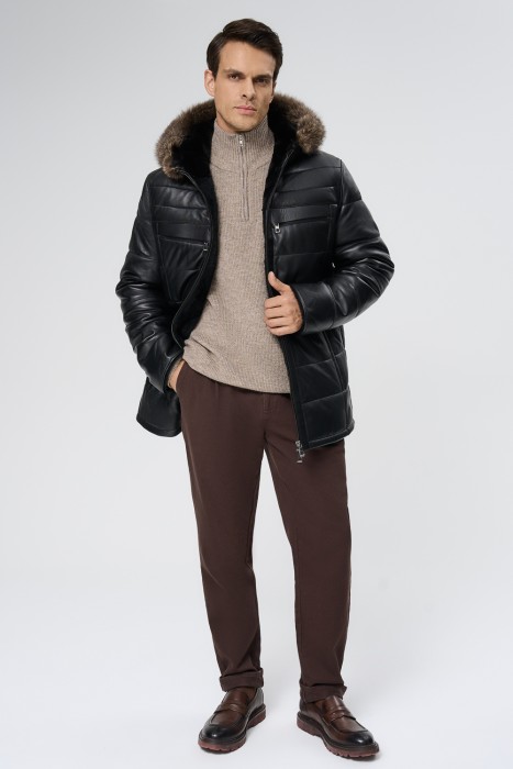 дубленка из овчины и натуральной кожи 728250003 фотография