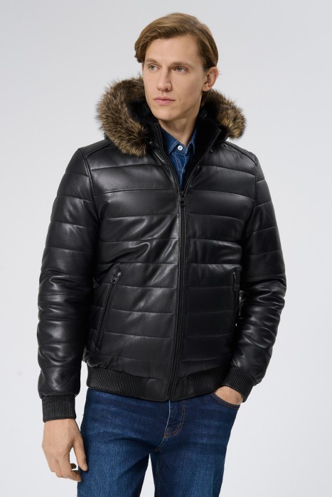 дубленка из овчины и натуральной кожи от бренда снежная королева вид слева