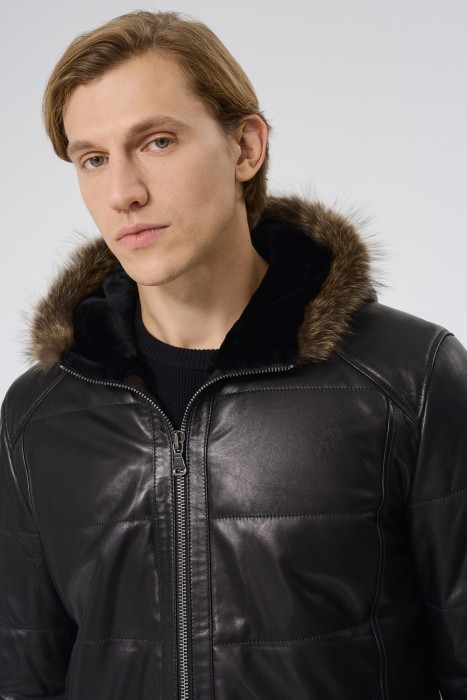 дубленка из овчины и натуральной кожи из россии вид сбоку