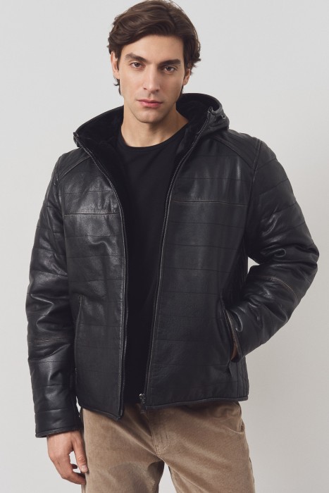 дубленка из овчины и натуральной кожи от бренда снежная королева вид слева