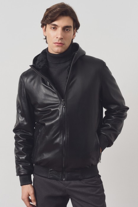 дубленка из овчины и натуральной кожи от бренда снежная королева вид слева