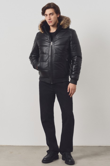 дубленка из овчины и натуральной кожи от бренда снежная королева вид слева