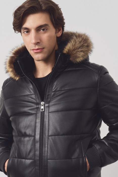 дубленка из овчины и натуральной кожи из россии вид сбоку