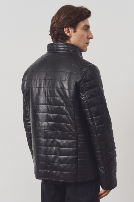 дубленка из овчины и натуральной кожи из россии вид сбоку