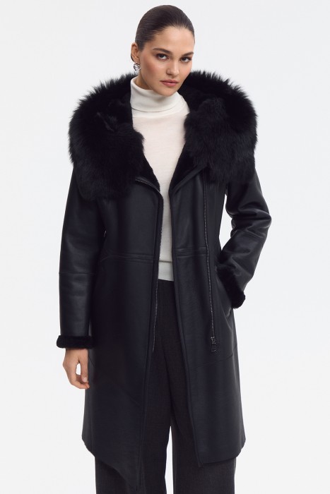 дубленка из овчины с капюшоном 775992003 фотография