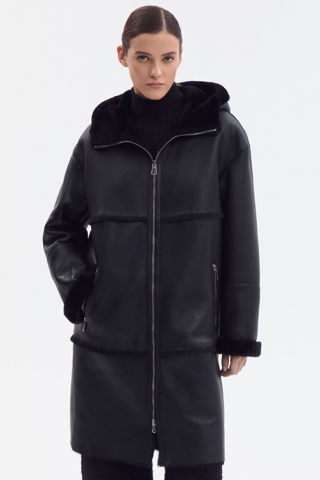 дубленка из овчины с капюшоном 793724003 фотография