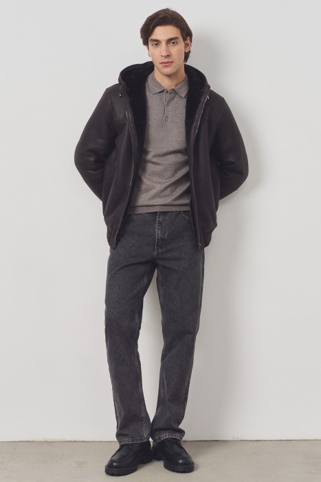 дубленка из овчины с капюшоном 795444003 фотография