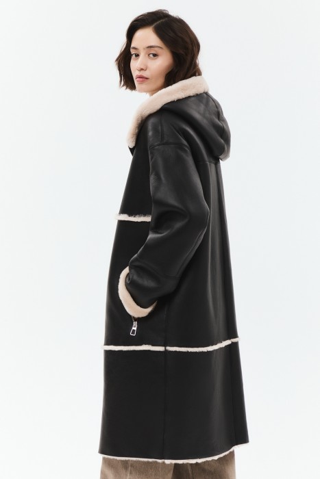 дубленка из овчины с капюшоном 793732003 фотография