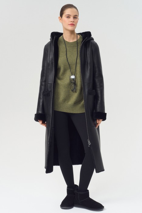 дубленка из овчины с капюшоном 778400003 фотография