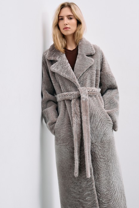 дубленка из овчины с поясом 778757003 фотография