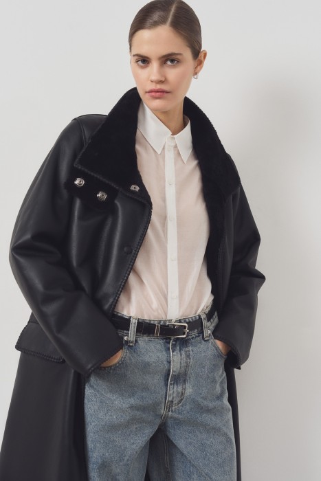 дубленка из овчины с поясом 795256003 фотография