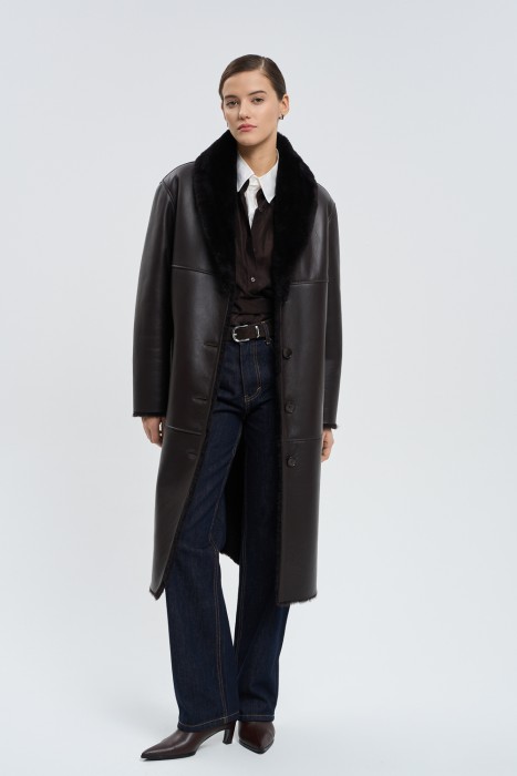 дубленка из овчины с поясом 795160003 фотография