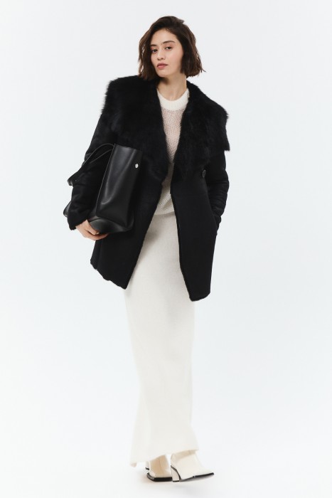 дубленка из овчины с поясом 793602003 фотография