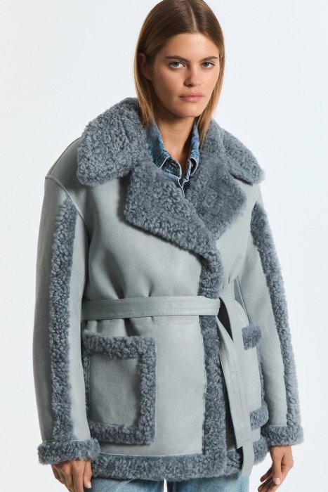 дубленка из овчины с поясом 778773003 фотография