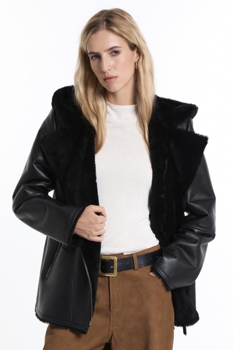 дубленка из овчины с поясом 794705003 фотография