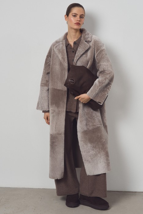 дубленка из овчины с поясом 795234003 фотография