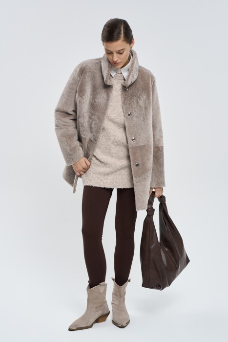 дубленка из овчины с поясом 795242003 фотография