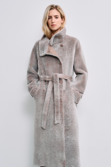дубленка из овчины с поясом 778761003 фотография