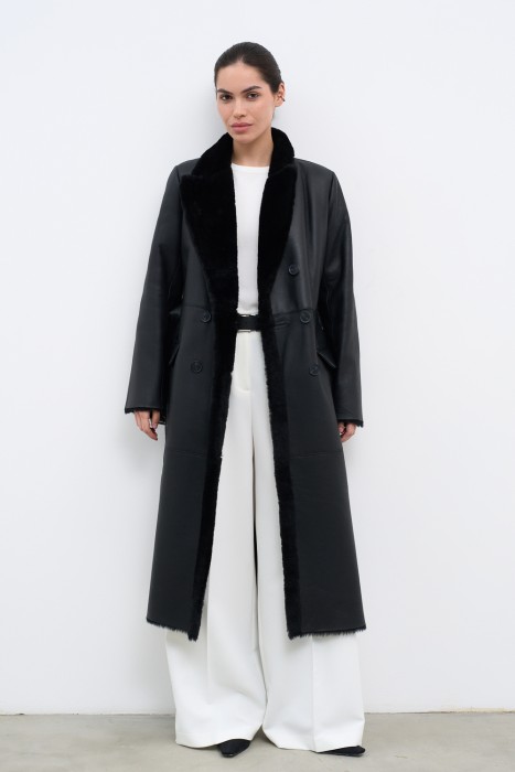 дубленка из овчины с поясом 779682003 фотография