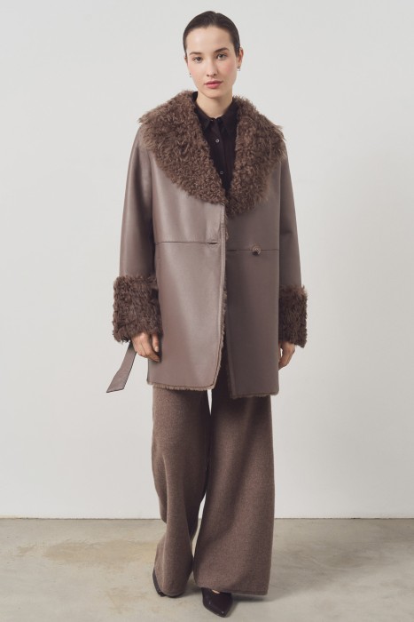 дубленка из овчины с поясом 793735003 фотография