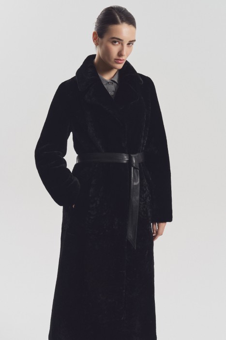 дубленка из овчины с поясом 785345003 фотография