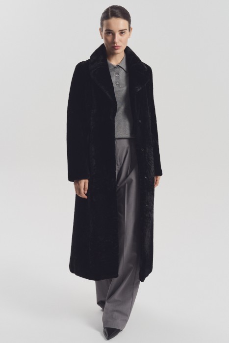 дубленка из овчины с поясом от бренда снежная королева вид слева