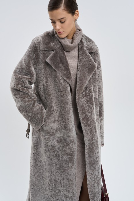 дубленка из овчины с поясом 796391003 фотография