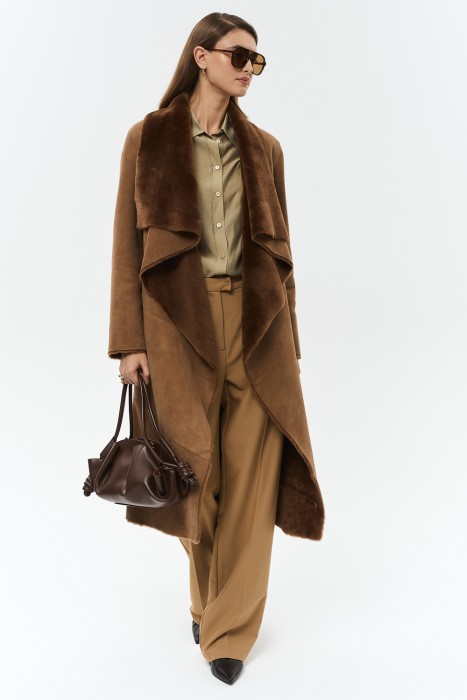 дубленка из овчины с поясом 799765003 фотография