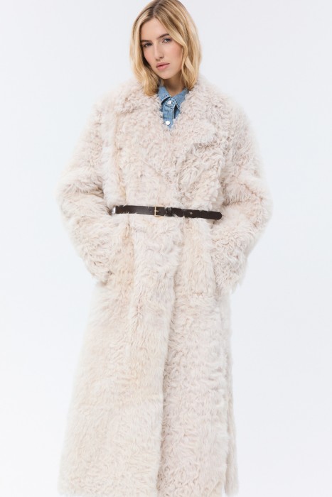 дубленка из овчины с поясом от бренда снежная королева вид слева